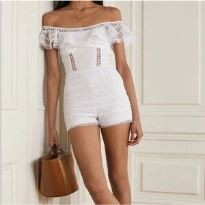 Charo Ruiz Ibiza Cotton Poplin Crochet Lace Playsuit White NWT